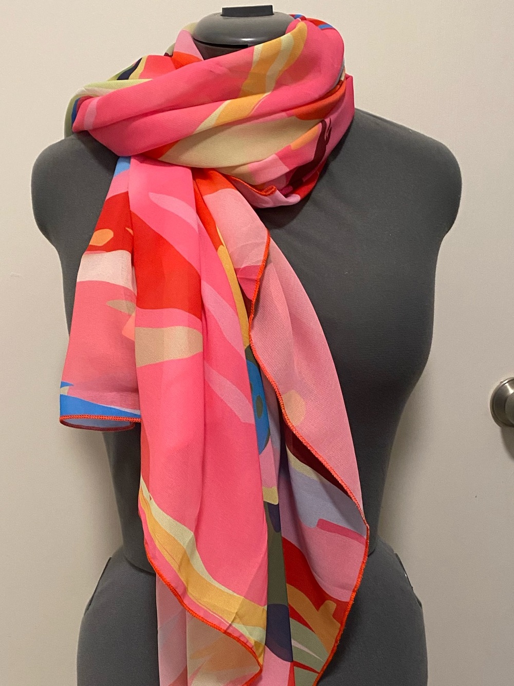 Ekouaer Scarf Multicolored Abstract NWT